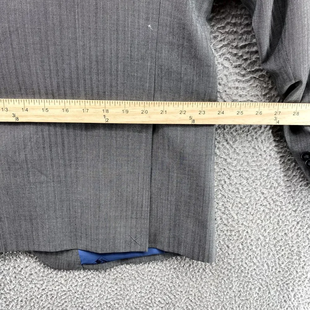 Vince Camuto Jacket Adult 48L Gray Striped Wool Slim Fit Blazer Coat Formal Mens
